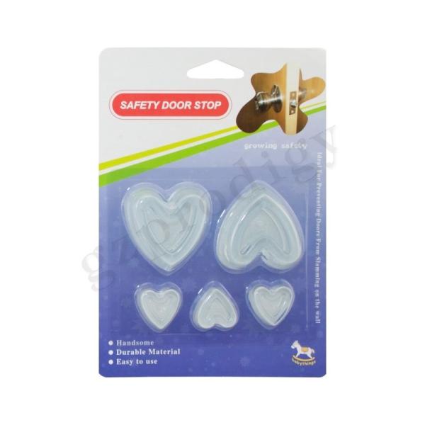 Transparent Clear Plastic Door Wedge Nontoxic Odorless Heart Shape Plastic Door Wedge