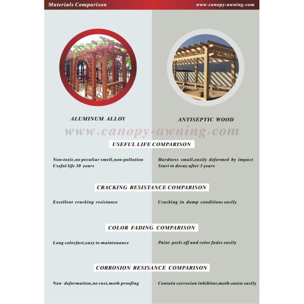 public outdoor garden park rest wood style aluminium aluminum metal grape trellis Pergola vine grids sunshade shelter