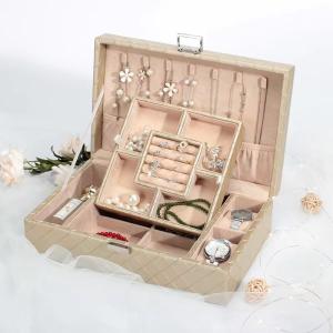 Khaki Grey Pink Portable Jewelry Cases Travel Jewelry Holders