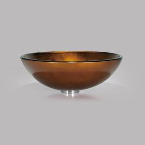 Cheap 420mm Tempered Glass Sink Foil Gold Bathroom Countertop Wash Basins wholesale