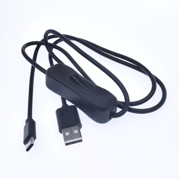 3A Fast Charging Straight USB Cable USB 2.0 To Type C With On Off Switch