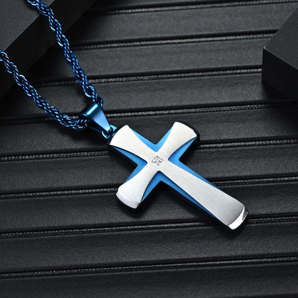 Cross Necklace for Men Stainless Steel Cross Pendant Mens Cross Necklace Christian Jewelry Religious Gifts