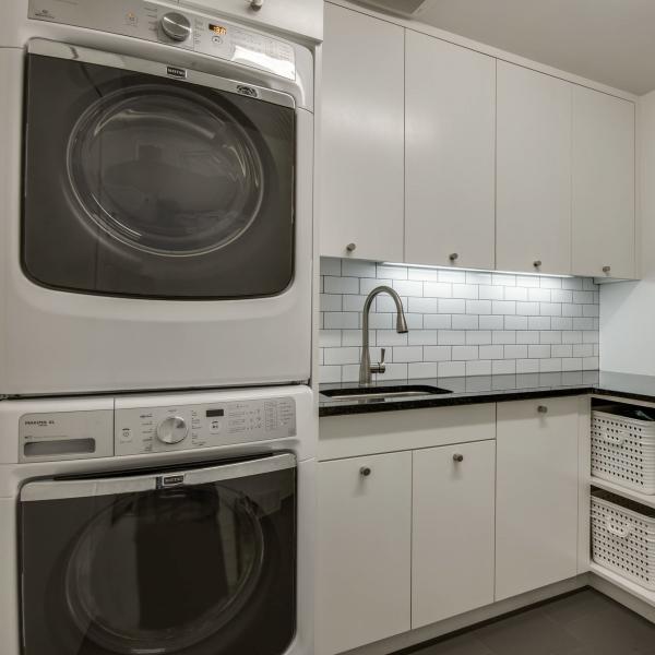 Multifunction Matte White Laundry Room Sink Cabinet Washing Machine Unit