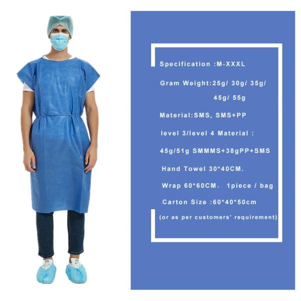 Factory price disposable medical doctor surgical gown level 4 nonwoven surgical gown for hospital