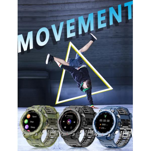 Q998K Men 600Mah 1.28inch IP68 Waterproof Smart Watch Support Ble5.1