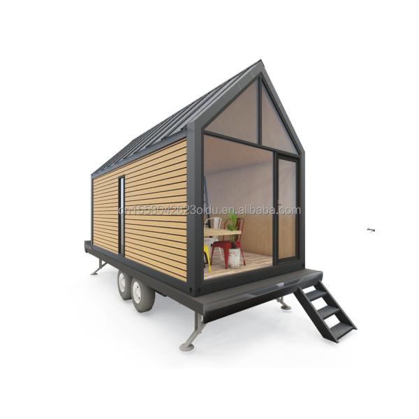 Galvanized Steel Square Tubes Modern Triangular Wooden Container House on Wheels for Outdoor Coffee Sales and Design Style