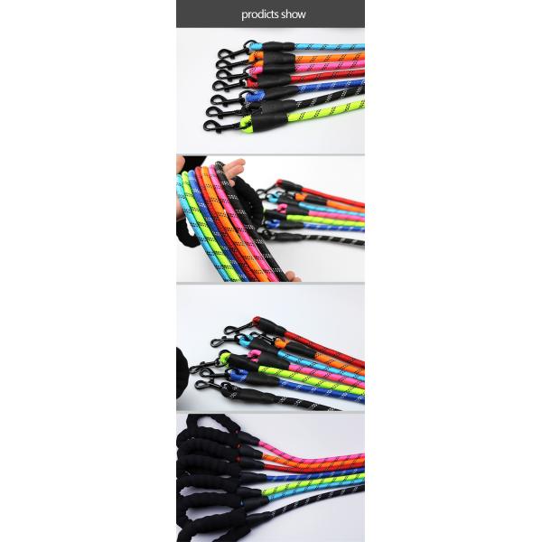 Pet Leashes Padded Handle Customized Color Portable Comfortable Free Reflective Nylon Rope
