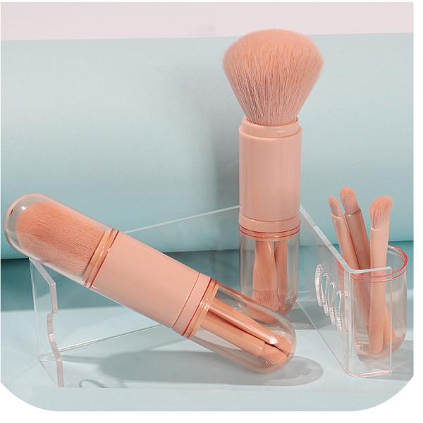 Organic Bamboo Travel Makeup Brushes Set Retractable Makeup Brush Set