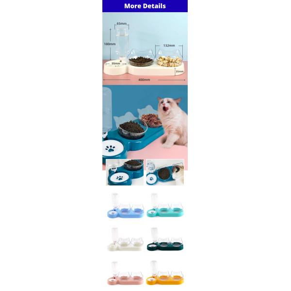 Automatic Pet Cat Water Feeder Dispenser 3 In 1 With Double Pet Bowl