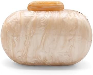 Acrylic Evening Clutch Bag for Women Shell Shape Shoulder Crossbody Bag Glitter Marble Purse Handbag