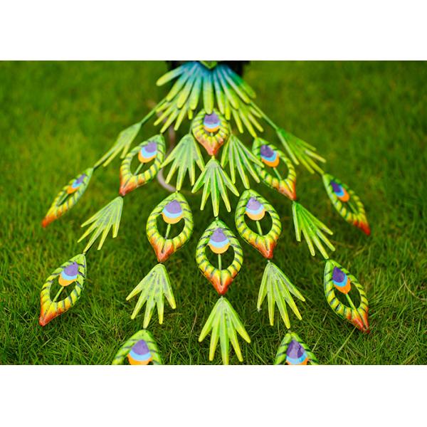 Colorful Animal Peacock Metal Garden Ornament Artistic Weatherproof