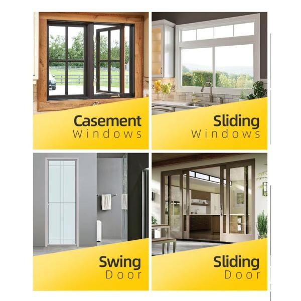 Black French Style Aluminum Sliding Glass Doors and Windows, Broken Bridge Aluminum