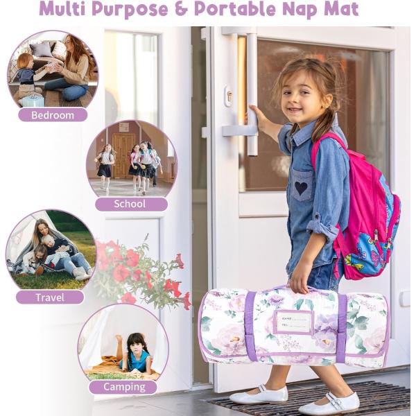 Polyester Comfortable Kindergarten Sleep Mat Nap Pads For Preschool With Detachable Blanket