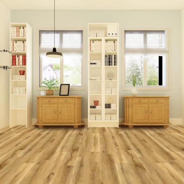 5mm Faux Wood Grain Flooring Cork Backed Interlocking SPC Luxury Vinyl Plank