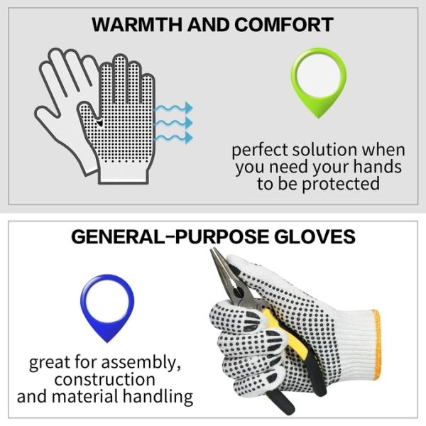 PVC Black Double-Sided Dotted Cotton Knitted Work Gloves Construction / Hand Protection / Anti Slip And Durable Glov