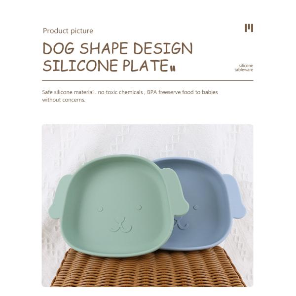 Dog Shape Toddler Silicone Plates Food Grade Non Toxic Eco Friendly