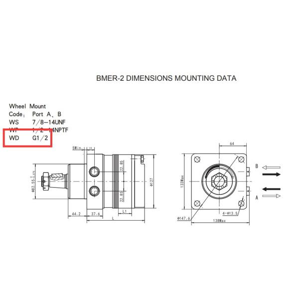 New Design Parker TF0250 Wheel Mount Replacement LSHT Motor BMER With Valve Cavity
