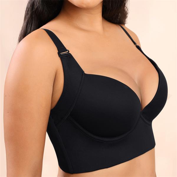 Hexin Back Fat Bra for Women Invisible Push Up Deep Cup Incorporated Bra Shapewear