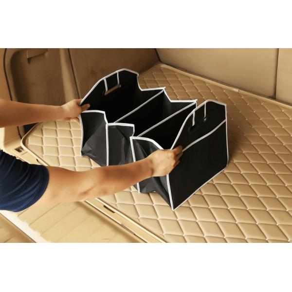 Folding Foldable Car Trunk Organizer Non Woven Material Lightweight Black Color