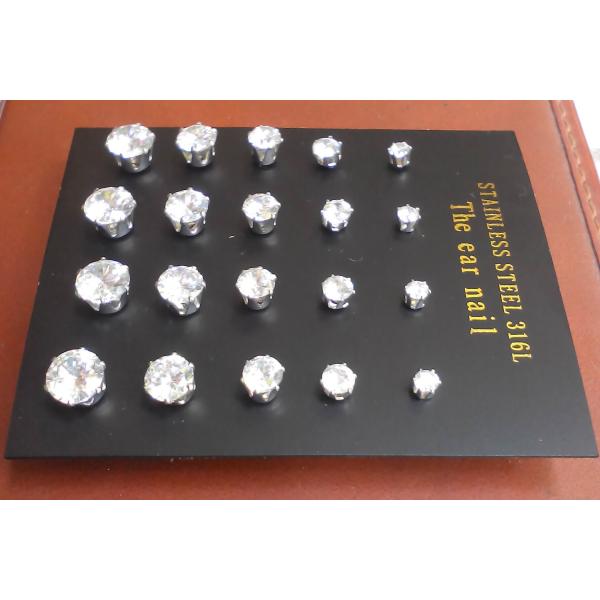 316L Stainless Steel 6 Prongs Sparkling 3mm-7mm Round Cubic Zirconia Stud Earrings