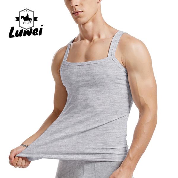 Organic Cotton Men Workout Tank Top Bodybuilding Crop Gym Stringer Vest