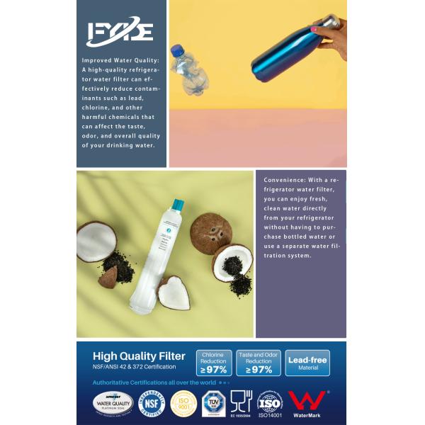 Quick Fitting NSF Refrigerator Water Filter Cartridge Fluoride Removal