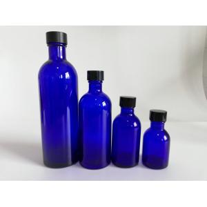 China Blue Glass Makeup Bottles , Foundation Empty Cosmetic Packaging Bottles on sale
