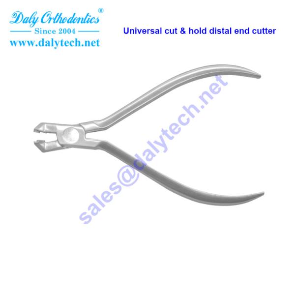Distal end cutter and safety hold pliers of orthodontic devices from dental supplies