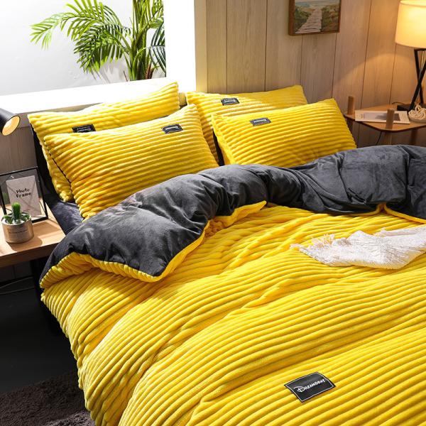 Stripes Pattern Magic Fleece Double-sided Bedding Set 4 Pieces All-Season Collections