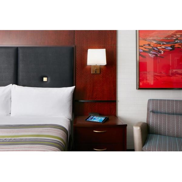 Hotel Bedroom Furniture Mahogany wood headboard Bed and Fixed Millwork TV Wall Panel with Reading desk