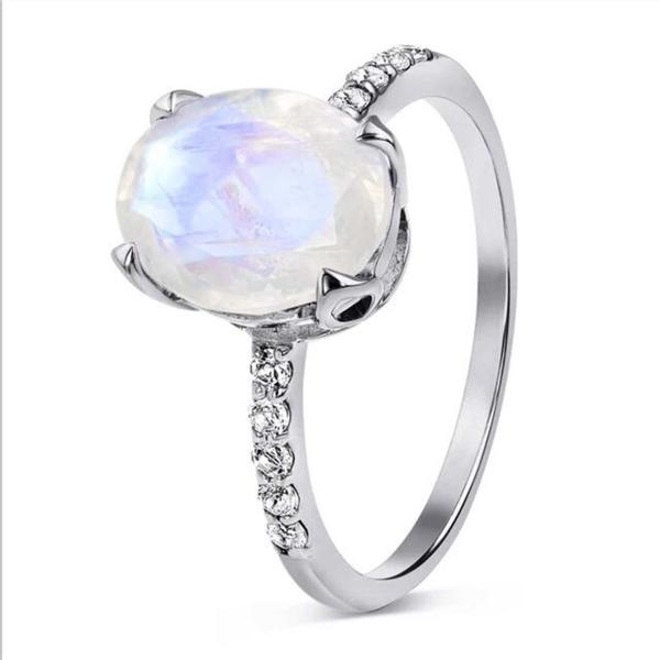 Art Unique 925 Sterling Silver Natural Blue Raw Moonstone Ring Moonstone Jewelry Design