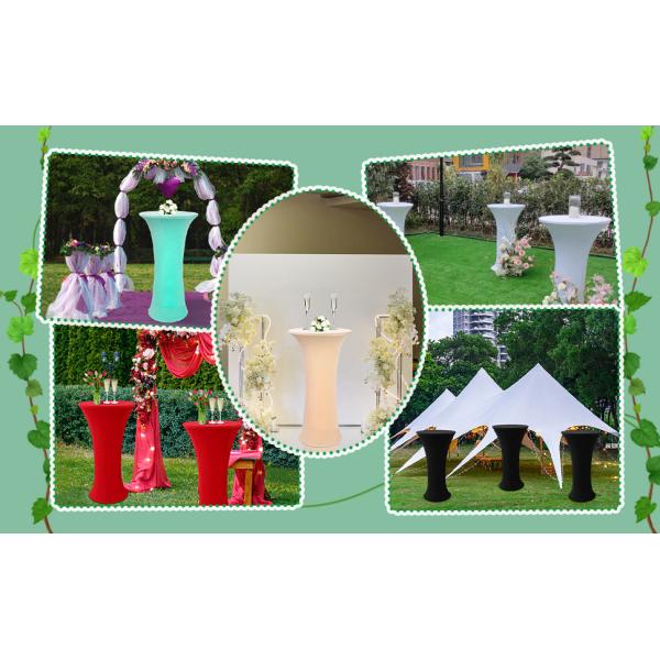 White Spandex Stretch Cocktail Table Covers 4pc 32x43 inch Round