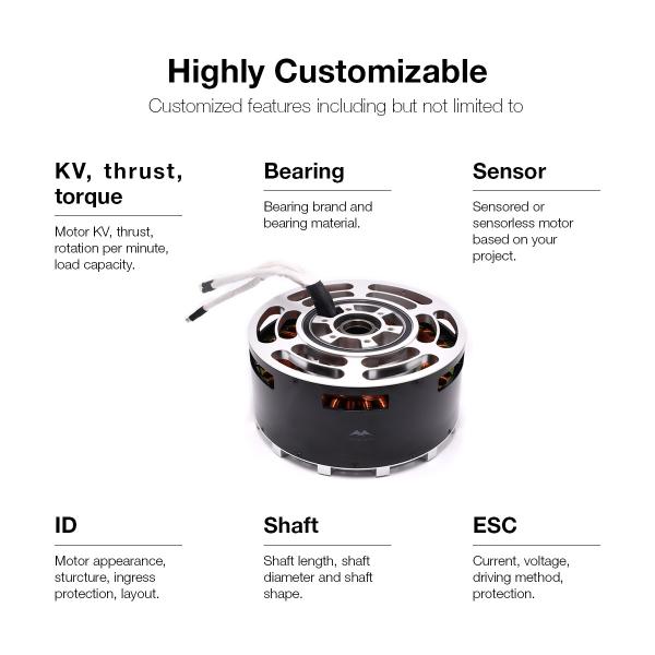 Powerful Motors Brushless DC 240110 Motor With 180kg For VTOL Propulsion System