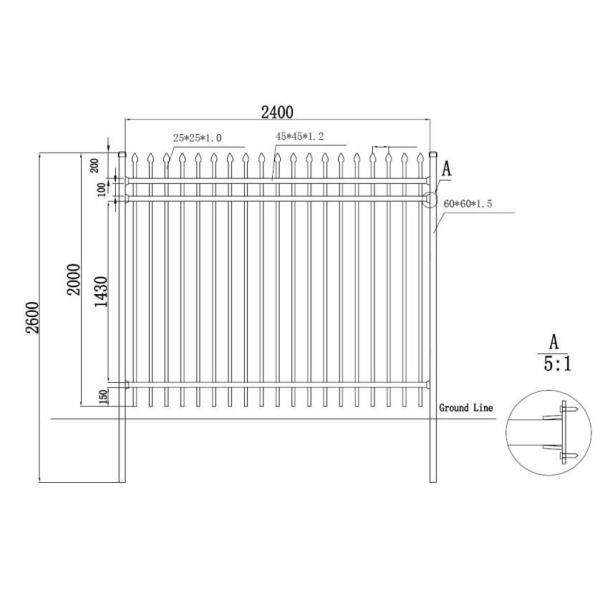 Anti Corrosion Pool Security Fence , 2100x2400mm Galvanized Tube Fencing