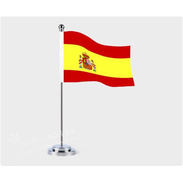 100% Polyester 30cm Satin Desk Flag Set Single Pole Stand CMYK Printing