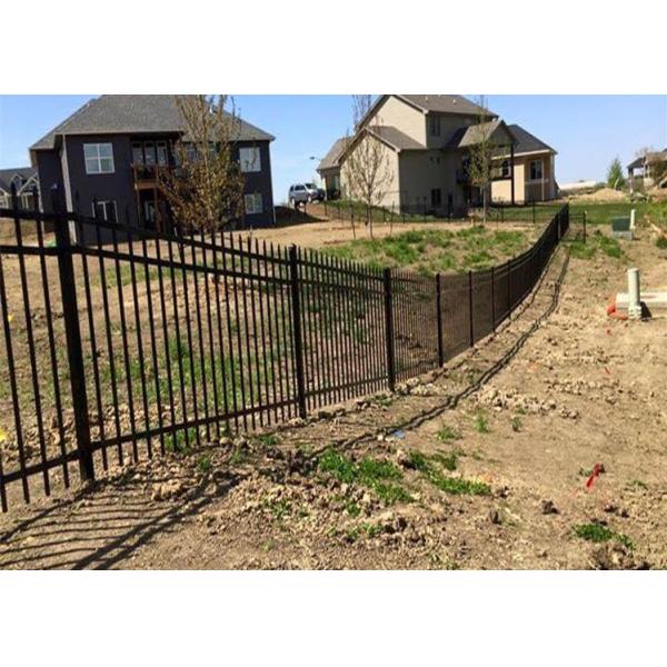 Black 2.4m Wrought Iron Fence Panel Steel Metal Picket Ornamental