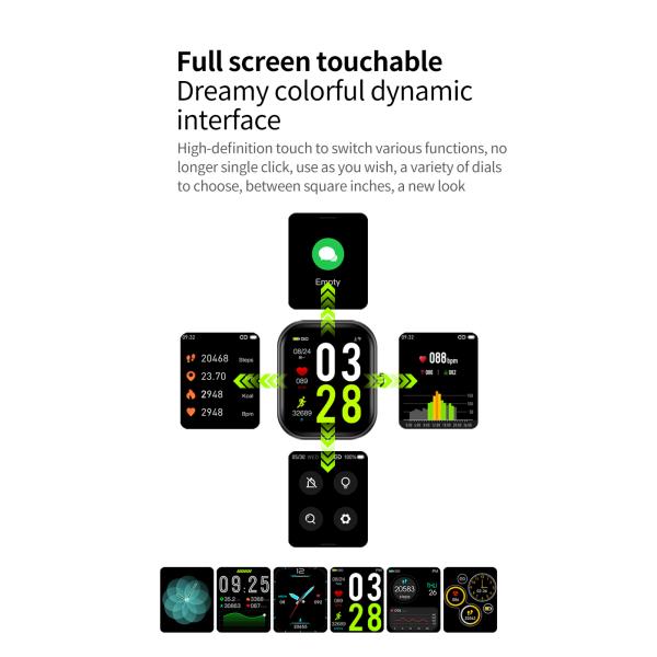 Bluetooth 5.0 180mah Waterproof Fitness Watch With Spo2 Heart Rate