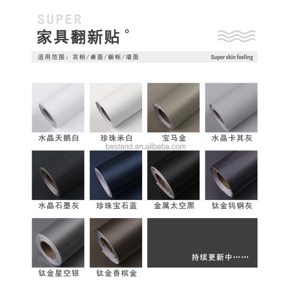 Modern Design PVC Dark Gray Glossy Foil Sticker for Removable Furniture Wallpaper Kitchen Cabinet Door Paper