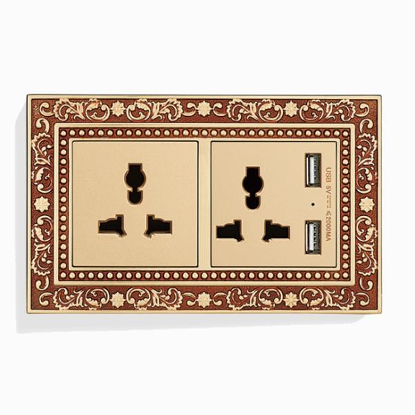 220V Vintage Brass Light Switch , 86 Gold metal Solid Brass Switch Plates