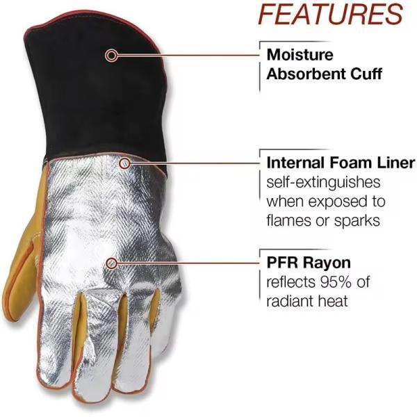 Yellow Black Weld Glove Reflective Waterproof 4 Layer Heat Shield Welding Glove Xl Leather Gloves 41cm For Welding