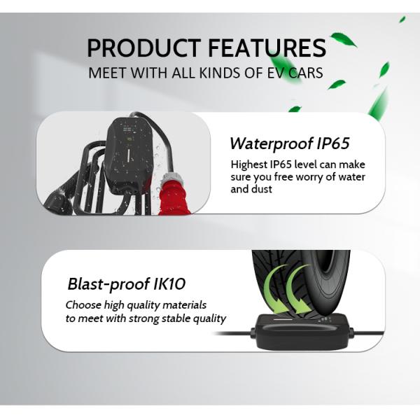KIWI 11KW Portable EV Charger J1772 Type 2 Connection for Electric Car Charging Station