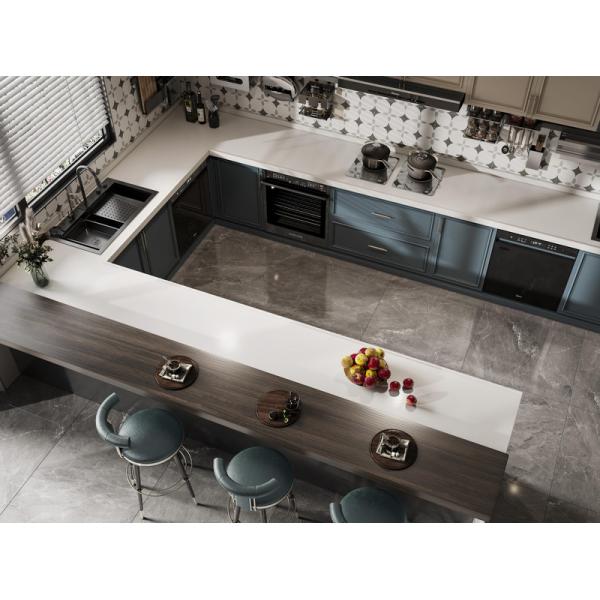 Versatile French Style Kitchen Cabinet With Indigo Blue And Cream Contrasting Design