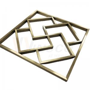 China Customized Titanium Gold Stainless Steel Metal Fabrication Geometric Abstract Wall Sculpture Art on sale