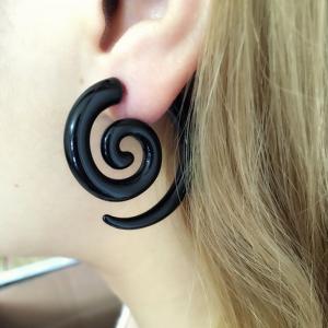 Cheap Ethnic Black Spiral Earrings Ear Plugs Acrylic Piercing Drop Earring Punk Twister Earrings for Women wholesale