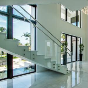 Standoff Glass Building Deck Railing , Stainless Steel Guardrail Systems 900