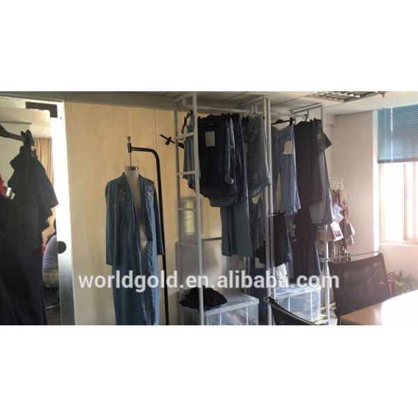 Blue Color Women Denim Dungaree Dress With Frayed Hem OEM Service