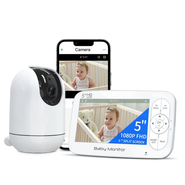 5inch 1080P Wireless Baby Monitor with 5000mAh Battery and Night Vision