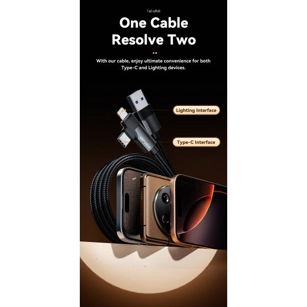 ESSAGER ES-X59 Series 2 in 1 USB-A to USB C Lighting Charging Cable