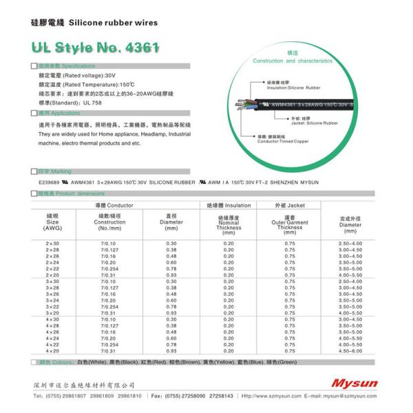OEM 30 Awg Custom Electrical Wire And Cables Silicone Insulation 30V 150C Acid Resistance