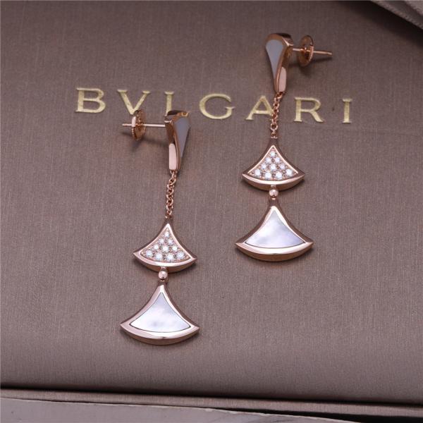 Roma Designer Brand DIVAS' DREAM Earrings Pink Gold 3 Motifs Drop Earrings Feminine Elegance